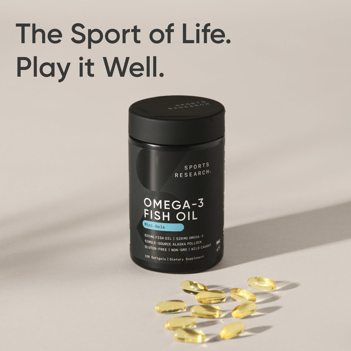 Sports Research® Aceite de Pescado Omega-3 1250mg de Abadejo Salvaje de Alaska, 30 Cápsulas
