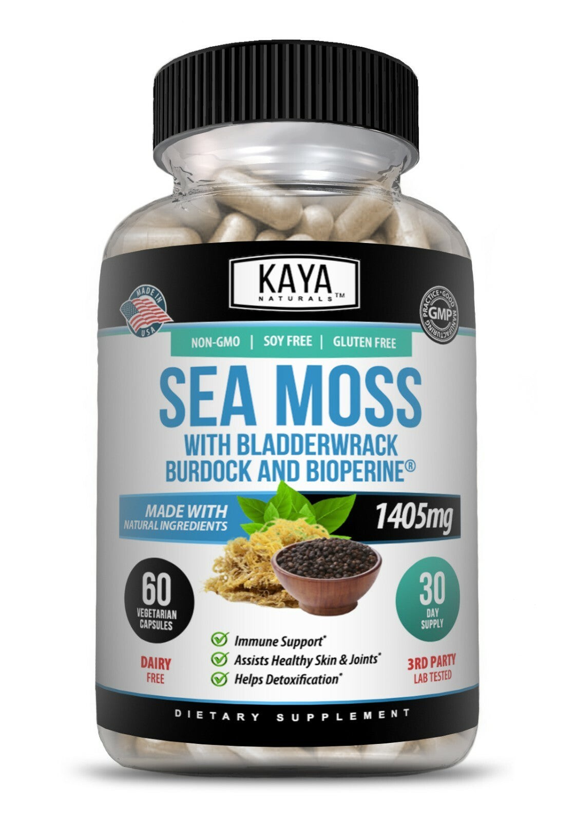 Irish Sea Moss 60Ct, Burdock Root, Bladderwrack Powder, Immune & Thyroid Care