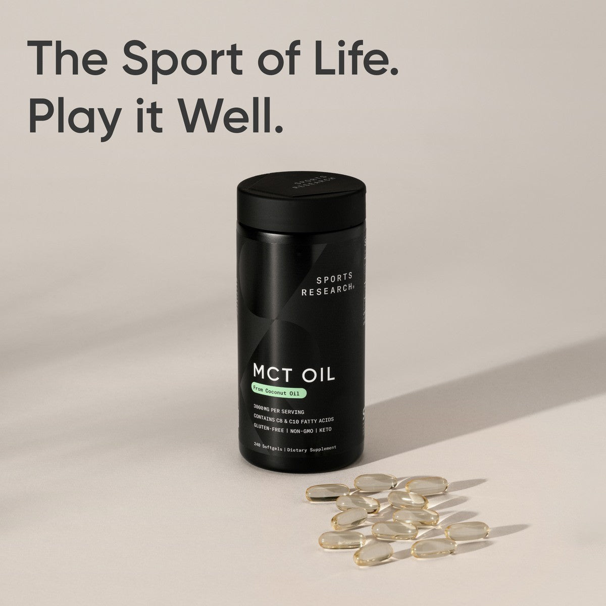 100% MCT Oil 1000Mg 240 Softgels Keto Brain & Body Fuel Non-Gmo Coconut Oil
