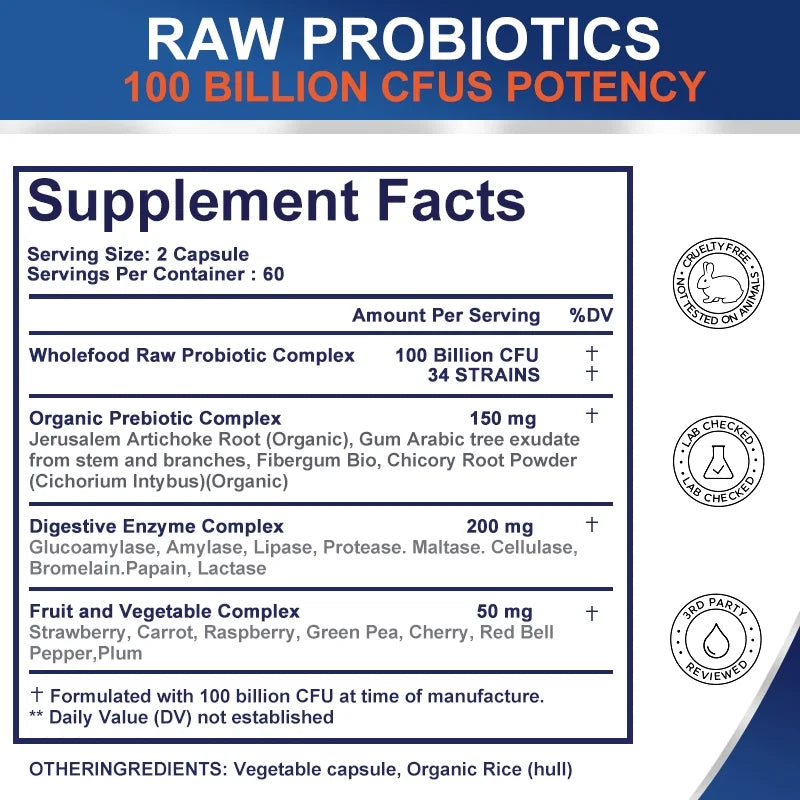 (3 Pack) Probiotics for Women and Men, with Prebiotics and Digestive Enzymes,Digestive & Gut Health by GPGP