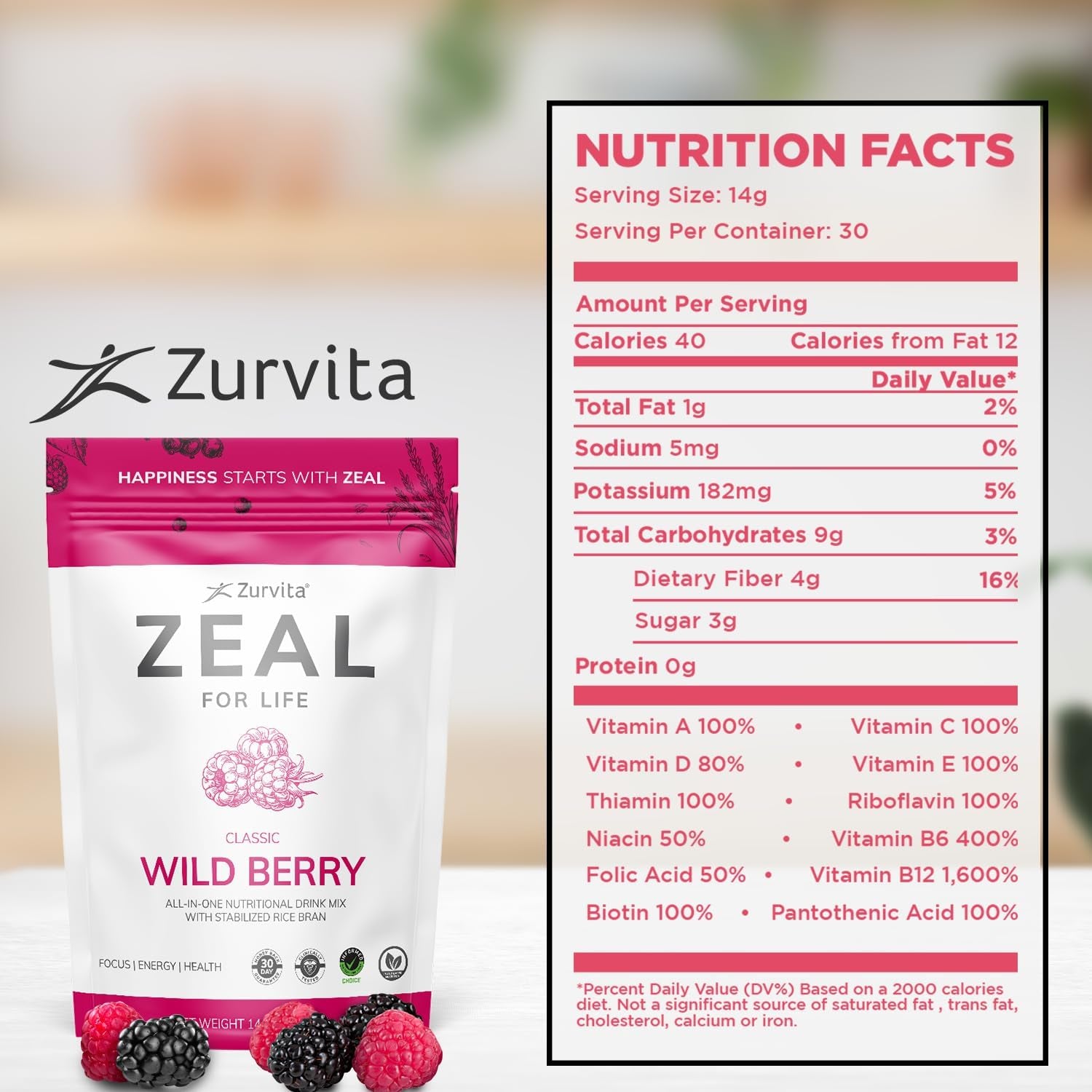 - Zeal for Life 30-Day Wellness Bag - Wild Berry (Classic) - Nutritional Supplement for Vitality, Immunity, and Wellness - 420 Grams