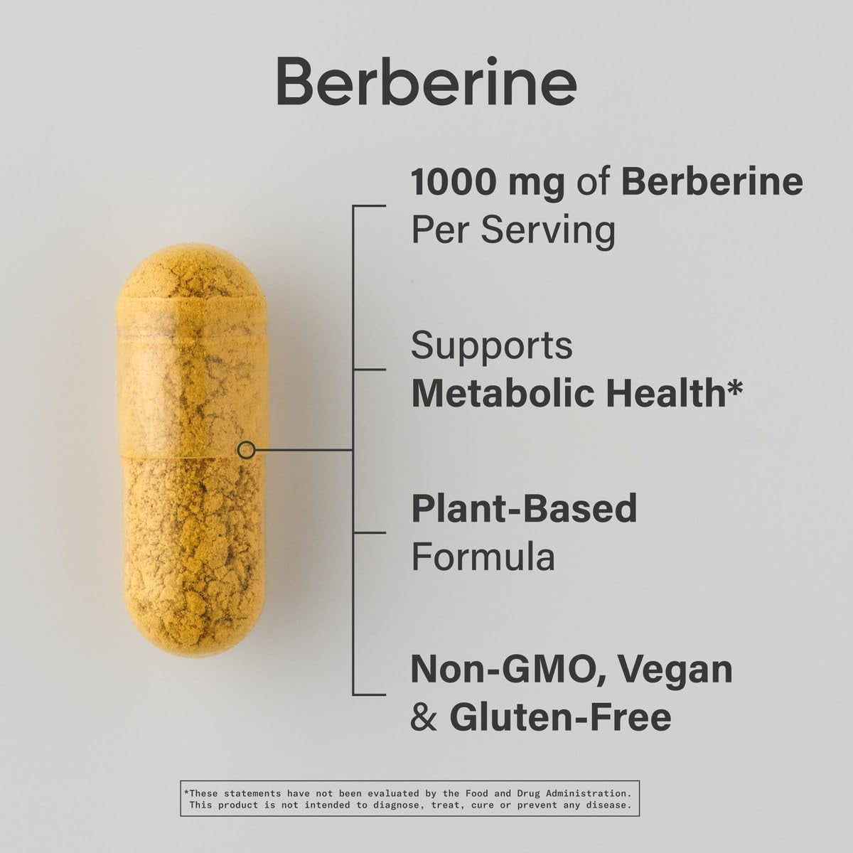Berberine - Herbal Ayurvedic Metabolic Health Support - 1000 Mg - 60 Capsules - Vegan Certified, Gluten-Free, Non-Gmo