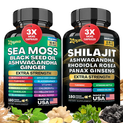 Dynamic Vitality Boost Duo: Sea Moss & Shilajit
