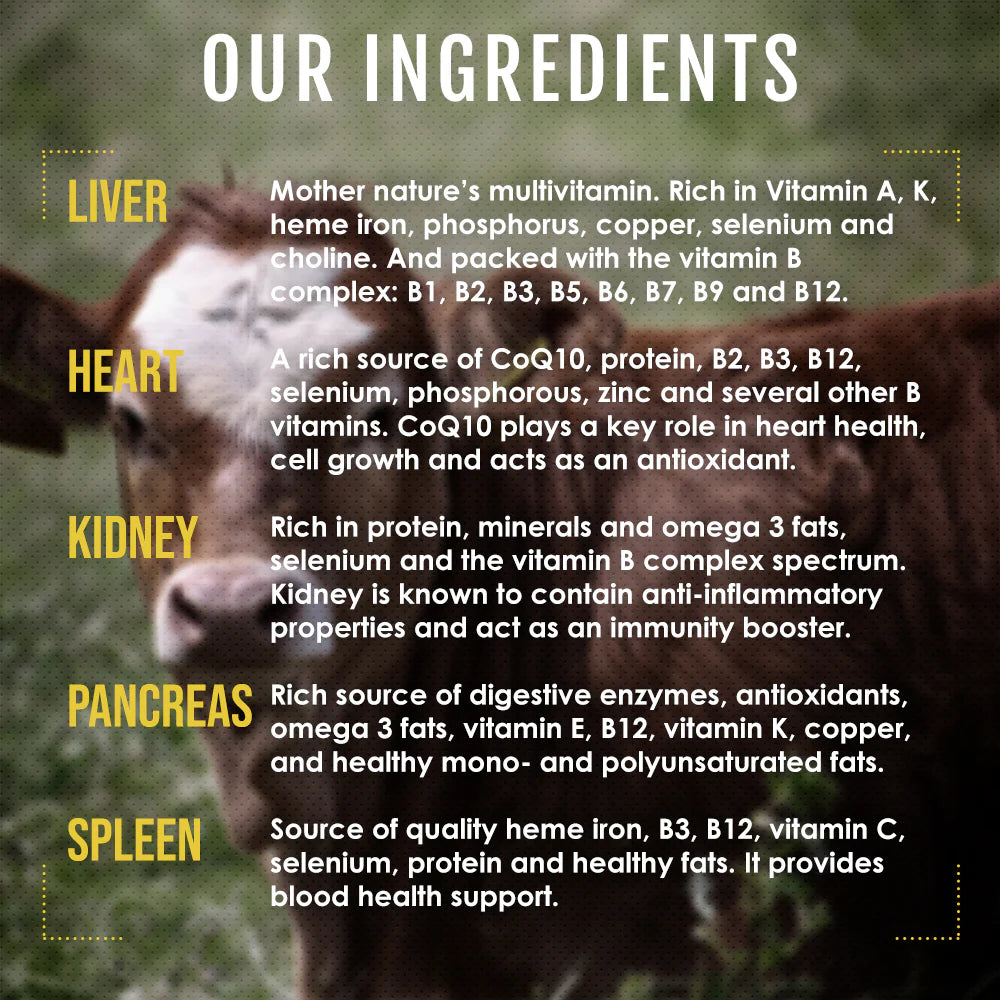 New Zealand Grass-Fed Beef Organ Complex — 5 Organs for Energy, Immunity & Hormone Support