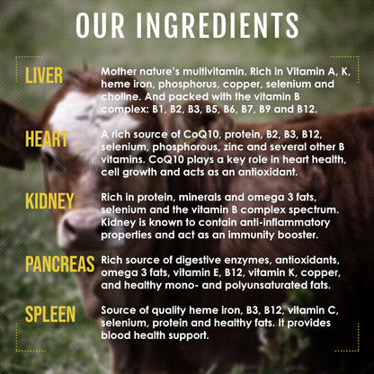 New Zealand Grass-Fed Beef Organ Complex — 5 Organs for Energy, Immunity & Hormone Support