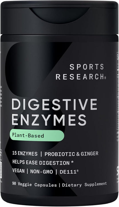 Digestive Enzymes with Probiotics & Ginger - Plant Based for Dairy, Protein, Sugar & Carbs - Non-Gmo Verified & Vegan Friendly (90 Veggie Capsules)