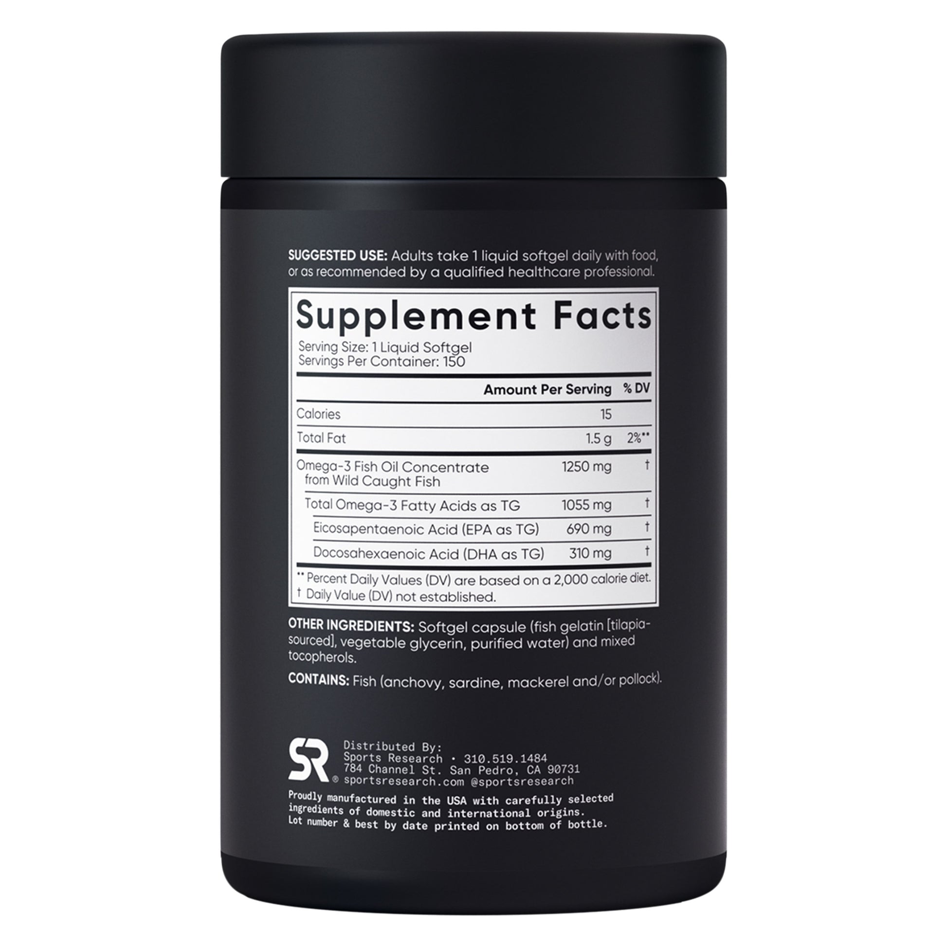 Sports Research Triple Strength Omega-3 Fish Oil, 150 Fish Softgels