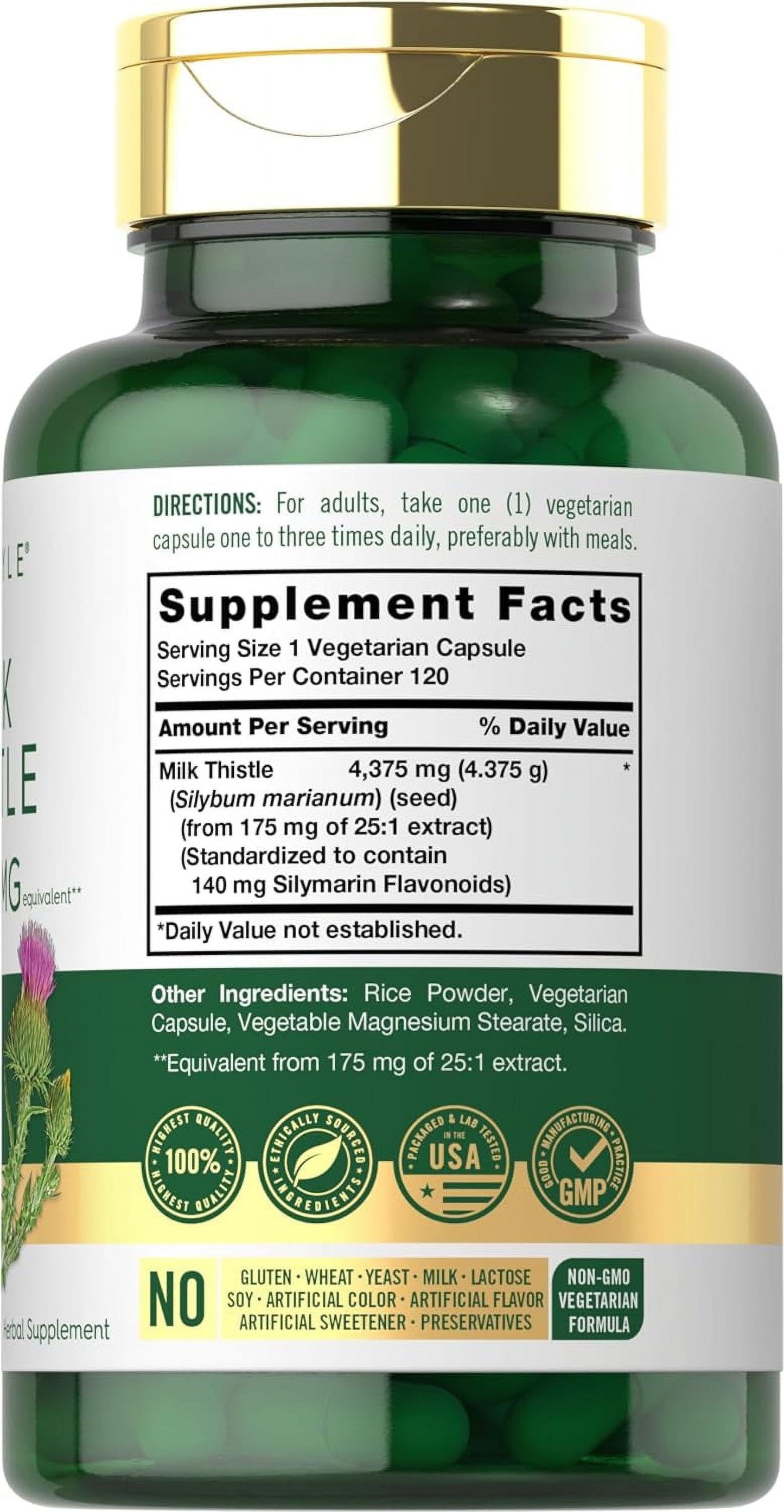 Milk Thistle Extract | 4375Mg | 120 Vegetarian Capsules for Men and Women | by
