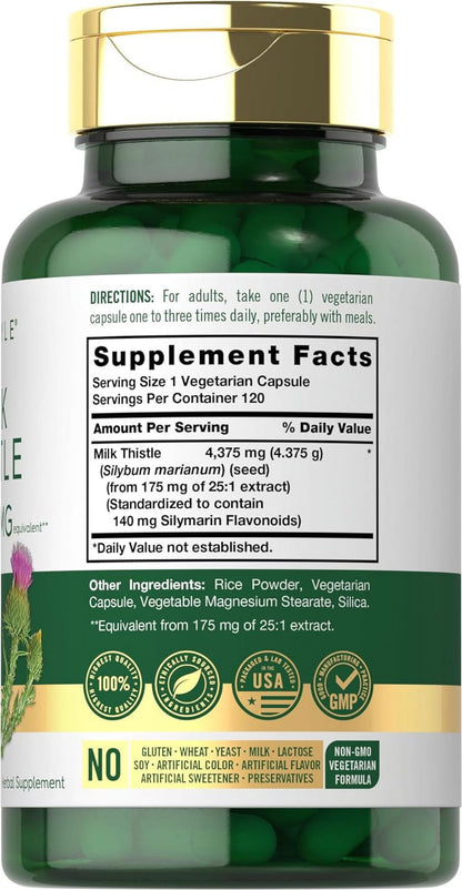 Milk Thistle Extract | 4375Mg | 120 Vegetarian Capsules for Men and Women | by