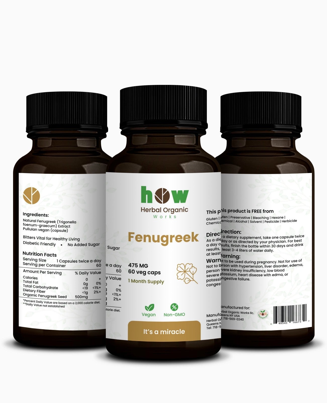 Fenugreek Capsules 60 Count | 475Mg for Digestion, Metabolism & Daily Wellness