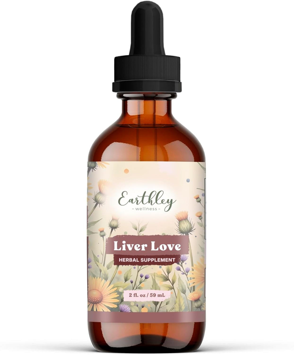 Liver Love, Herbal Blend for Liver Support Milk Thistle Seed, Dandelion Root, Peppermint Leaf, and Turmeric Root, Supports Digestion & Wellness, Natural, 2Oz (Regular)