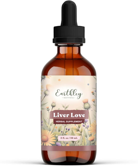 Liver Love, Herbal Blend for Liver Support Milk Thistle Seed, Dandelion Root, Peppermint Leaf, and Turmeric Root, Supports Digestion & Wellness, Natural, 2Oz (Regular)