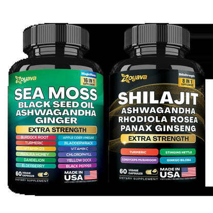 Dynamic Vitality Boost Duo: Sea Moss & Shilajit