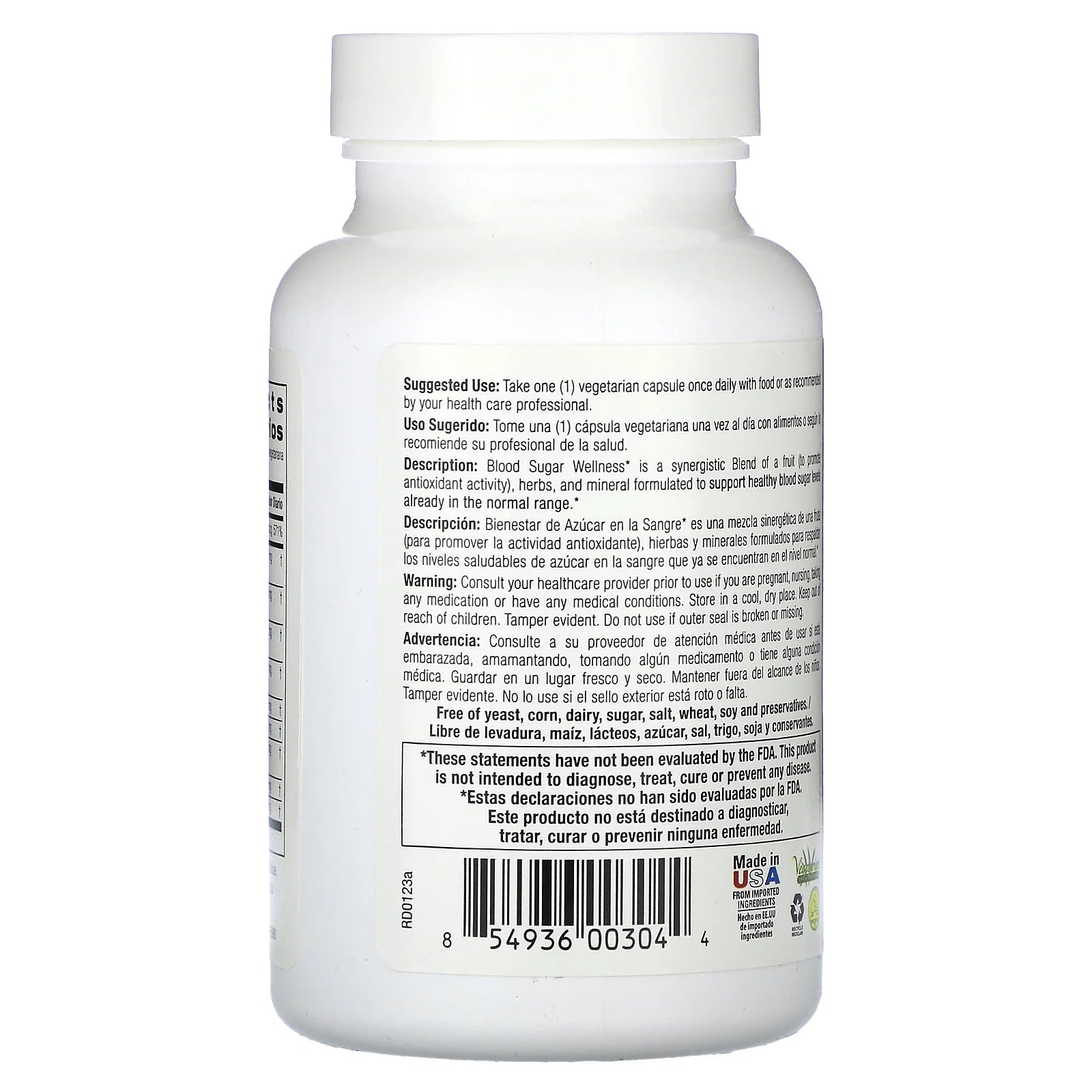 Bio Nutrition - Blood Sugar Wellness - 60 Vegetarian Capsules