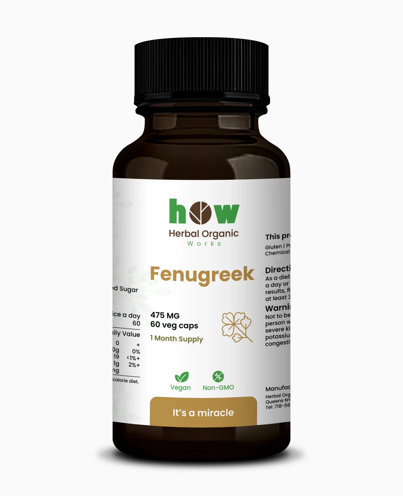 Fenugreek Capsules 60 Count | 475Mg for Digestion, Metabolism & Daily Wellness