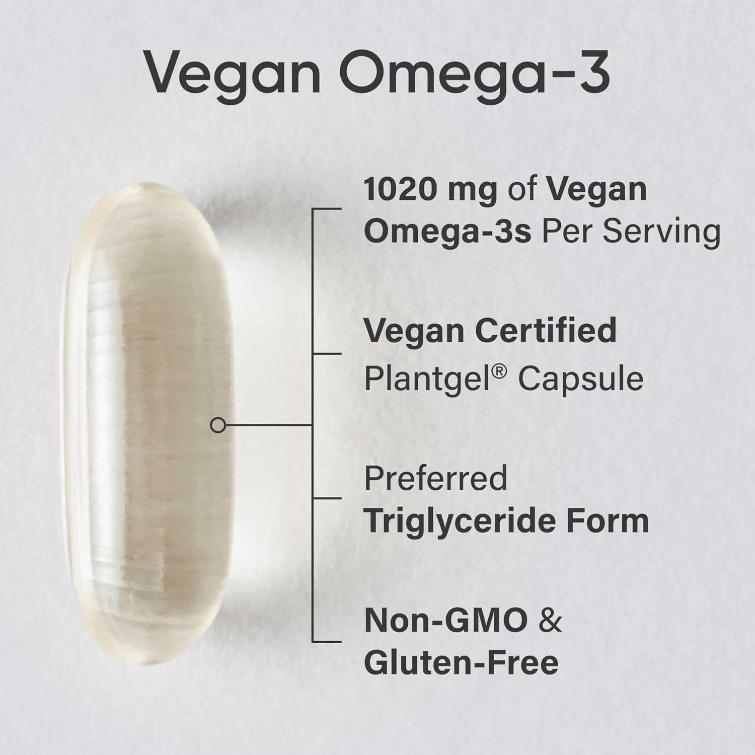 ® Vegan Omega-3 Algae Oil 1040Mg, 60 Count Plantgels™ | Triglyceride Form EPA & DHA - Vegan, Non-Gmo, Carrageenan-Free Softgel