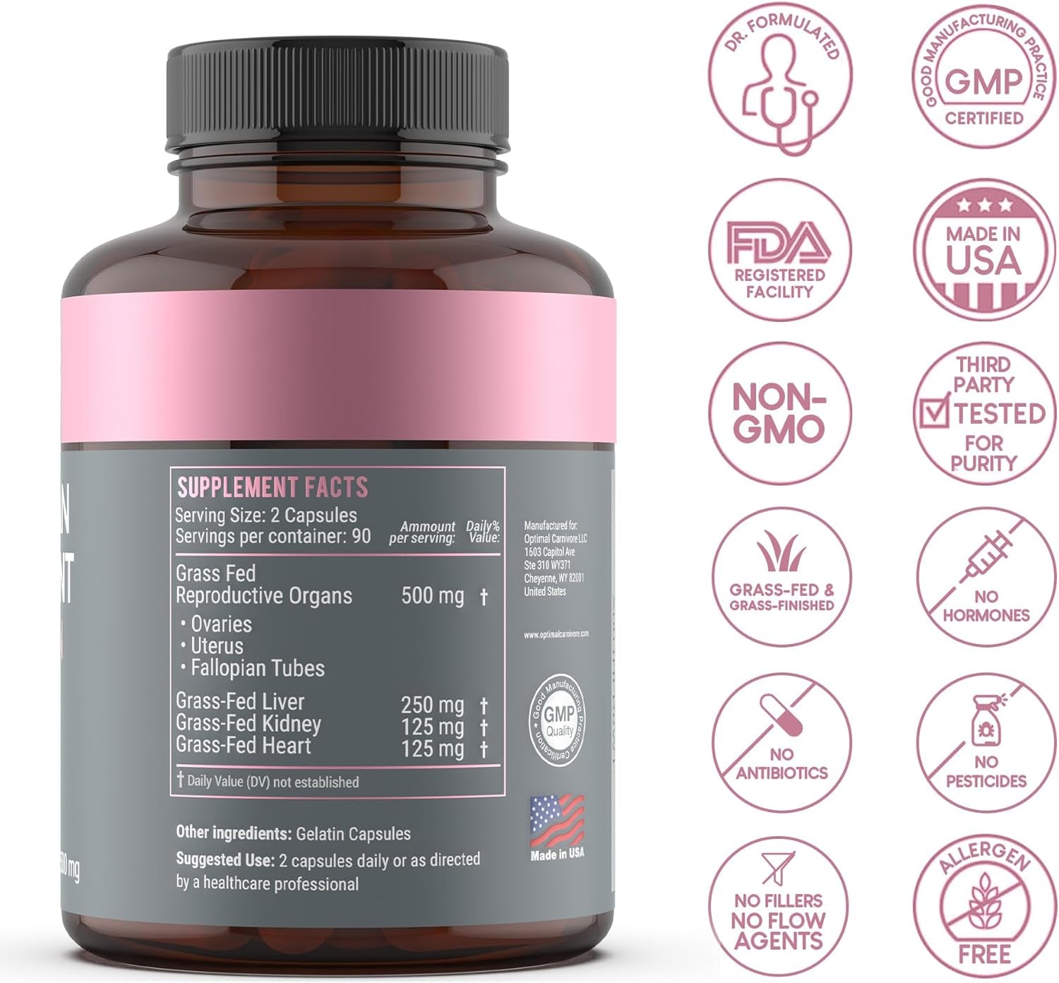 Beef Organ Supplement for Women | Supports Hormone Balance | Ovary, Uterus & Reproductive Nourishment + Liver, Kidney & Heart for Cycle Harmony, Mood Ease & Feminine Energy | 90 Day Supply