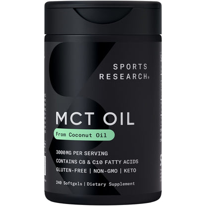 100% MCT Oil 1000Mg 240 Softgels Keto Brain & Body Fuel Non-Gmo Coconut Oil
