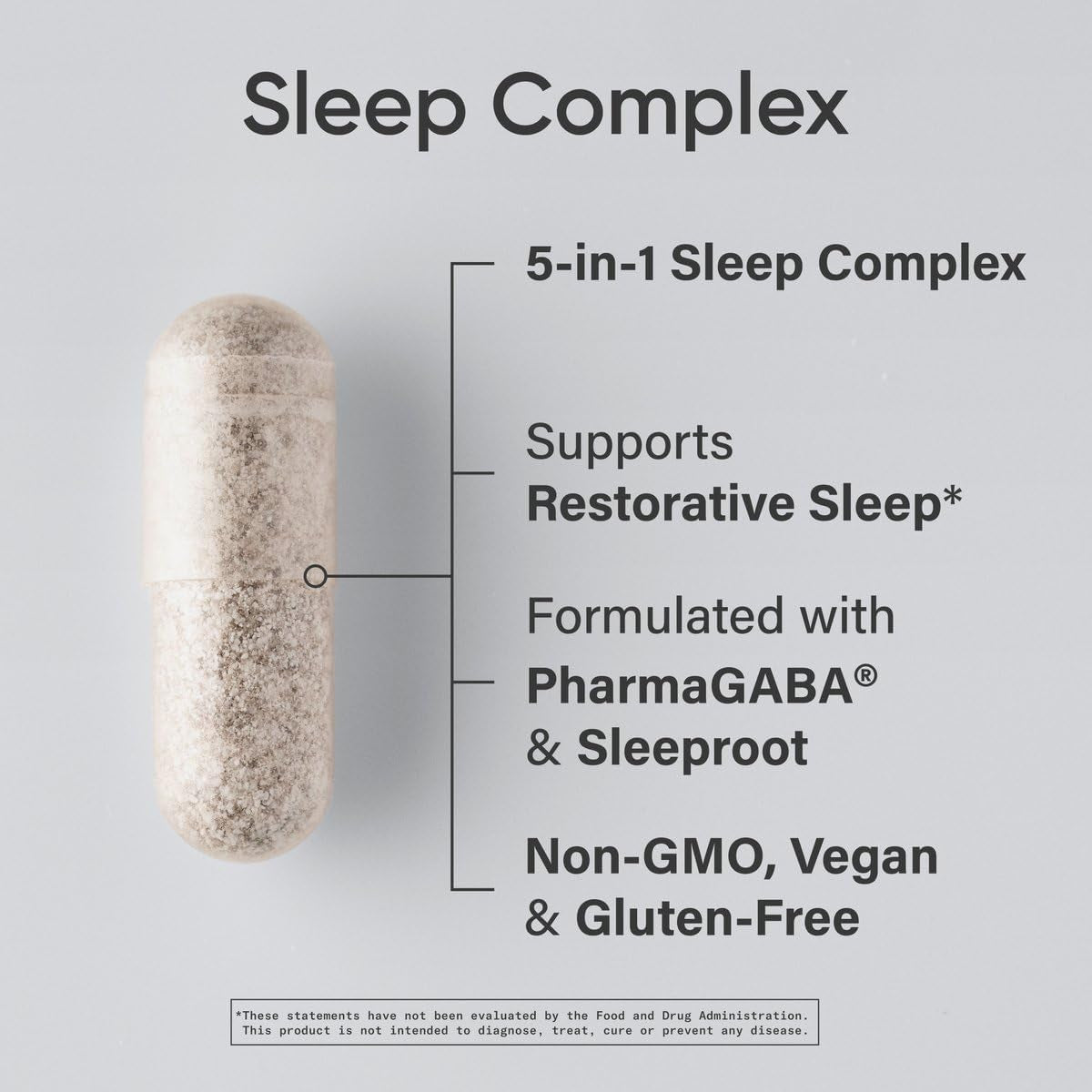 ® Sleep Complex- Melatonin-Free Vegan Capsules - with Valerian Root, GABA, L-Theanine, Magnesium & 5-HTP - 30 Servings