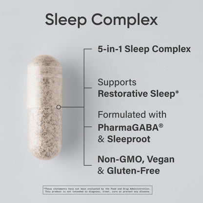 ® Sleep Complex- Melatonin-Free Vegan Capsules - with Valerian Root, GABA, L-Theanine, Magnesium & 5-HTP - 30 Servings