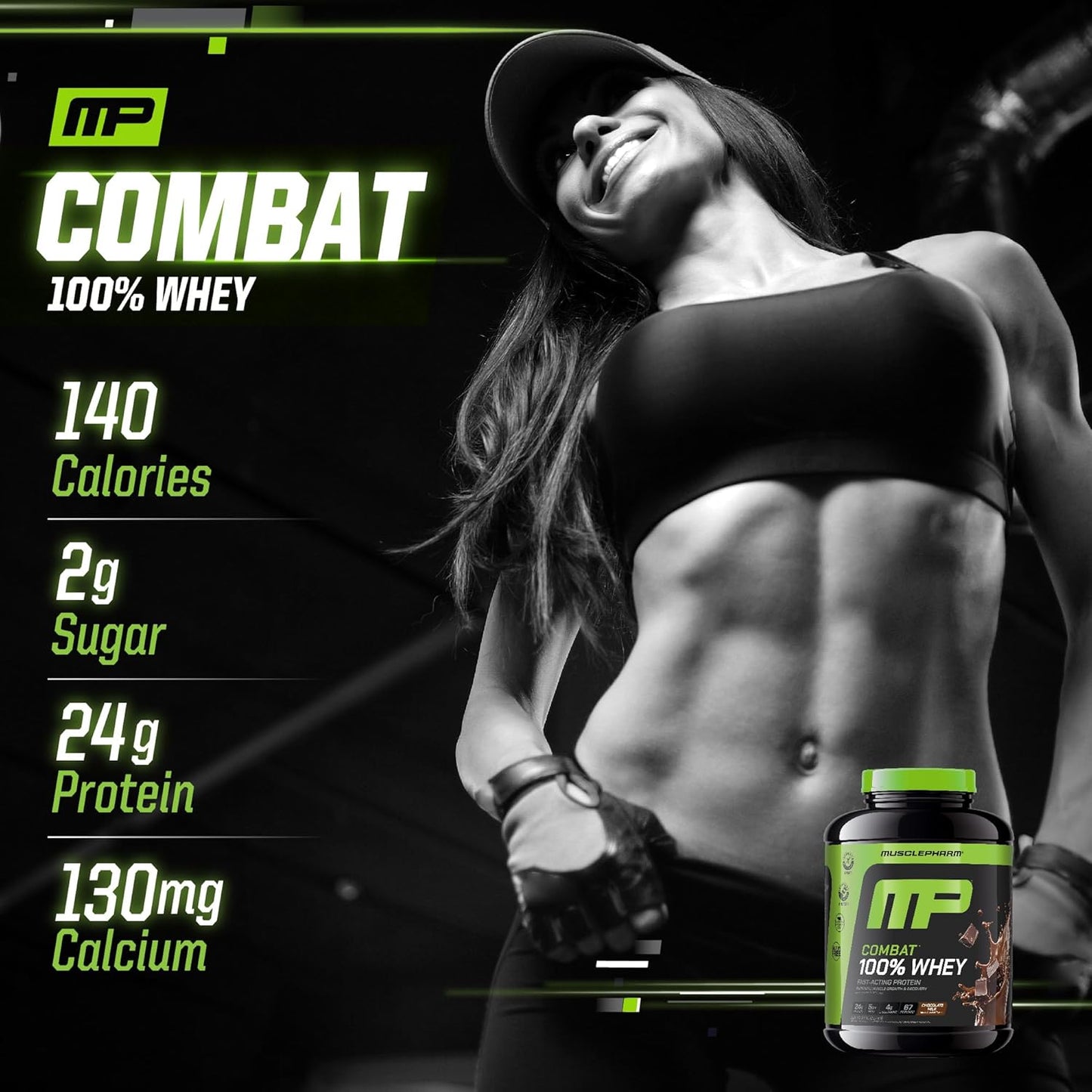 Combat 100% Whey Protein Powder, Chocolate Milk, Fast Recovery & Muscle Gain with Whey Isolate, High Protein Powder for Women & Men, Gluten Free, 5Lb, 67 Servings
