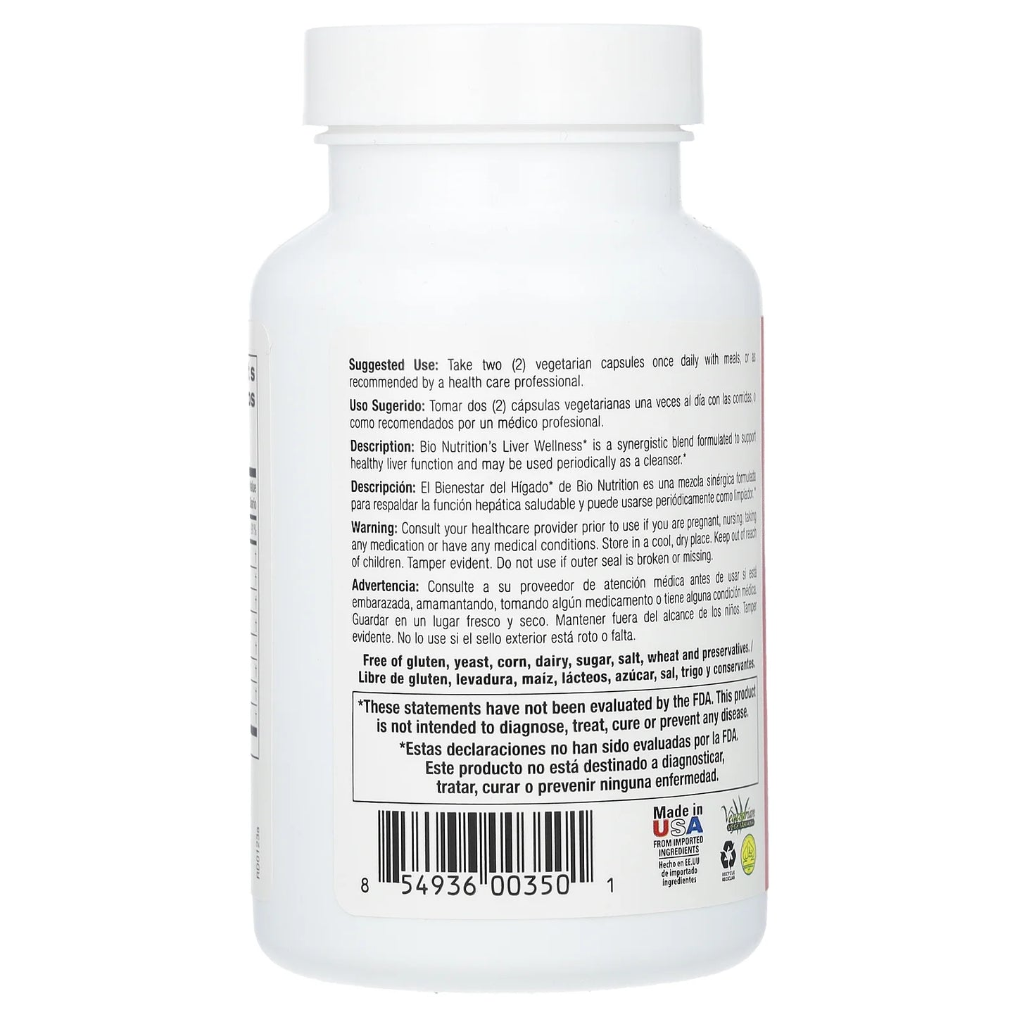 Bio Nutrition - Liver Wellness - 60 Vegetarian Capsules
