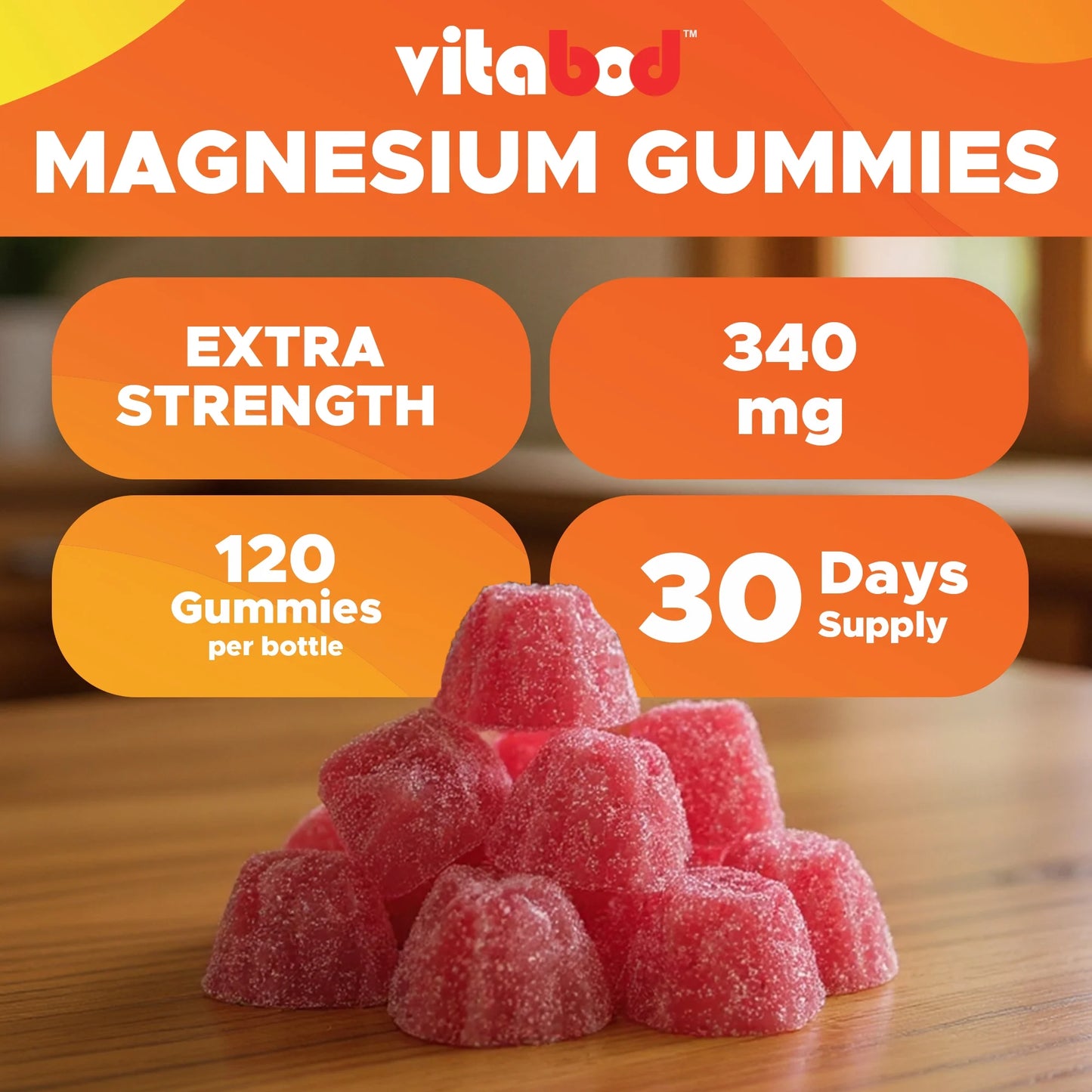 Extra Strength Magnesium Gummies, Supports Nerve Health, Bone Health, Muscle Health - 120 Gummies