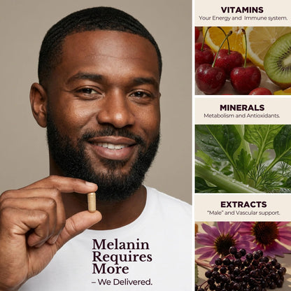 Melanin Rich Multivitamin for Men Daily Multivitamins 60 Capsules with B Complex Vitamins Vitamin D Zinc Saw Palmetto & Antioxidants 2 a Day 60 Capsules