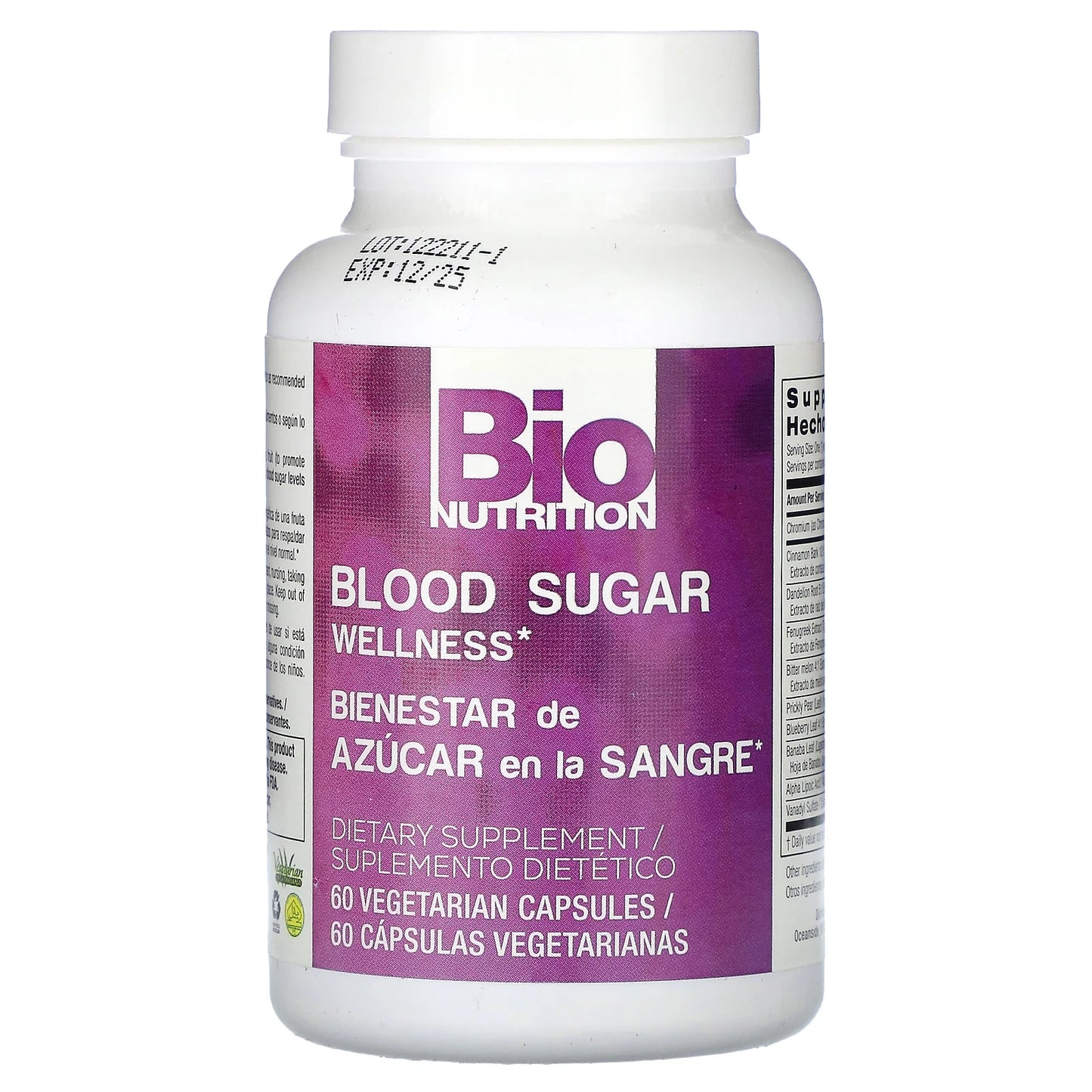 Bio Nutrition - Blood Sugar Wellness - 60 Vegetarian Capsules