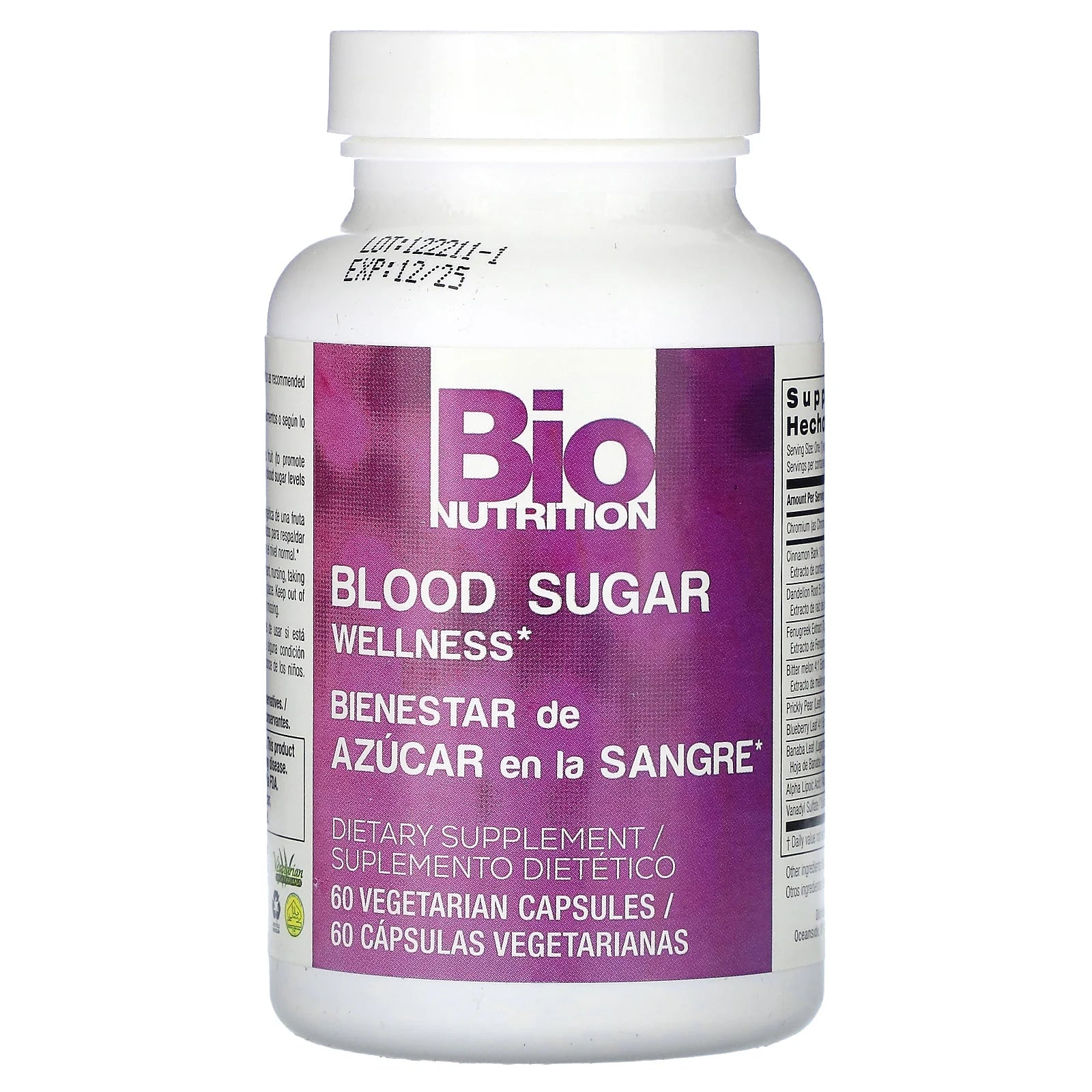 Bio Nutrition - Blood Sugar Wellness - 60 Vegetarian Capsules