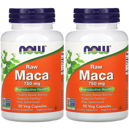 Now Foods, (2 Pack) Maca, Raw, 750 Mg, 90 Veggie Caps