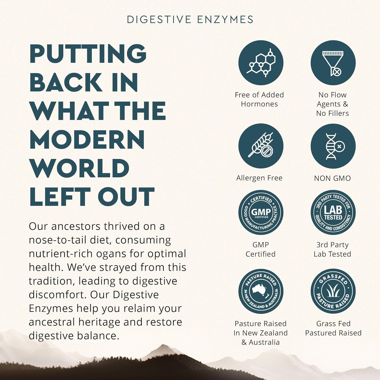 Digestive Enzymes for Women & Men, 90 Capsules, with Probiotics and Grass Fed Beef Organs, Supports Gut Health, Digestive Health & Nutrient Absorption, Allergen Free, Non GMO