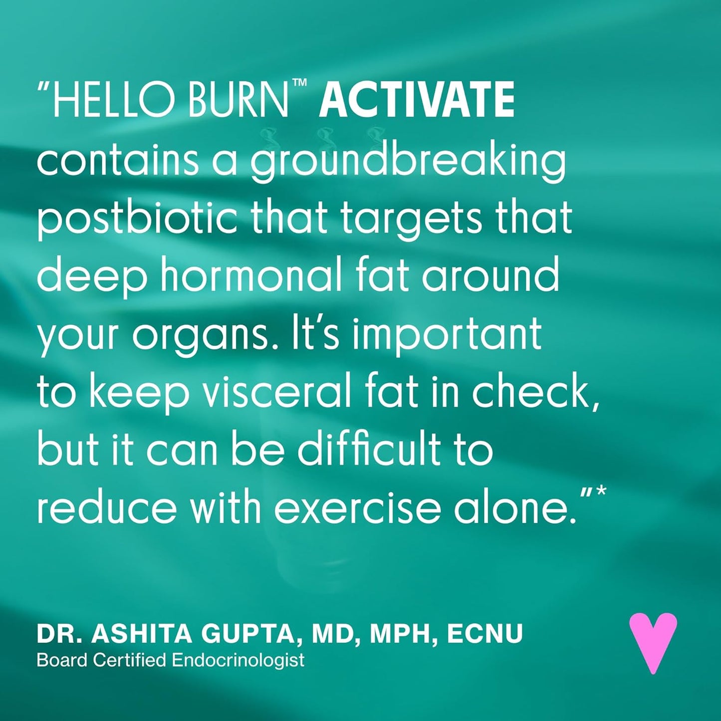 Hello Burn Activate | Support Visceral Fat Burn with BPL1® HT Postbiotic | Supports Healthy Waist Circumference, Longevity and Metabolic Wellness | 30 Count