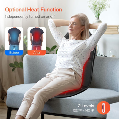 Back Massager Chair Pad, Back Massager with Heat, 5 Vibration Modes & 2 Heat Levels Massage Seat Cushion, Electric Massage Pad for Back Pain Relief, Fathers Day Dad Gifts for Men, Him, Mom, Women