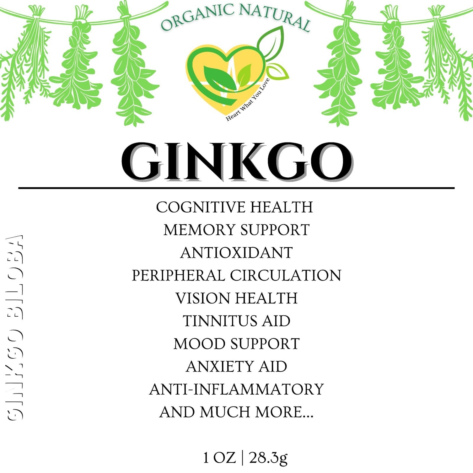 Ginkgo Leaf 1Oz – Organic Cut & Sifted Herbal Wellness Herb