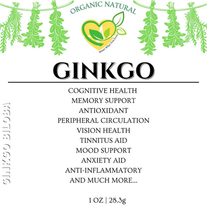 Ginkgo Leaf 1Oz – Organic Cut & Sifted Herbal Wellness Herb