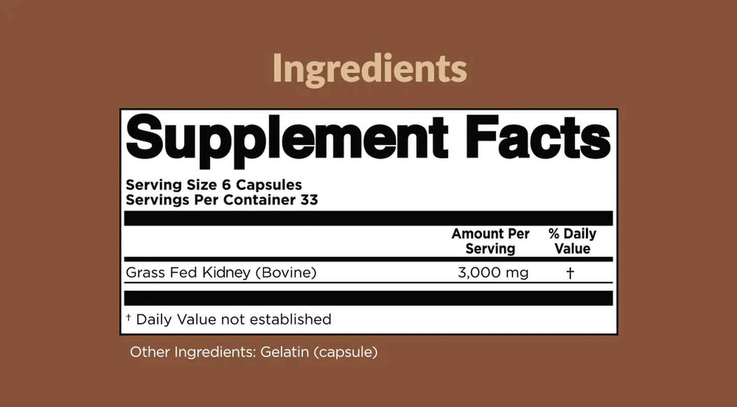 New Zealand Grass-Fed Beef Kidney Supplement — Natural DAO Enzyme for Histamine & Kidney Support
