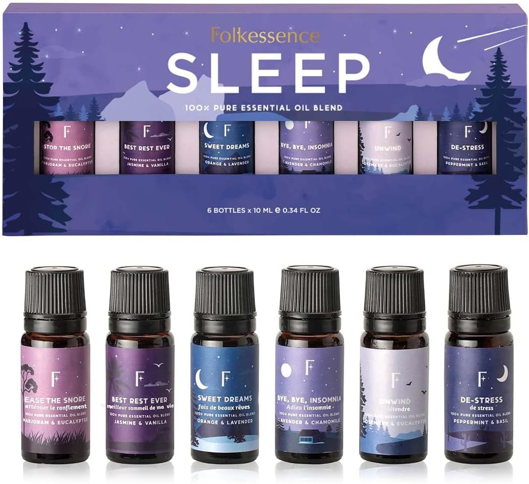 Sleep Essential Oils for Diffusers for Home - Set of 6 | Premium Relaxing Essential Oil Set for Sleep Essentials, Aromatherapy & Meditation | Lavender, Peppermint, Jasmine Eucalyptus Orange