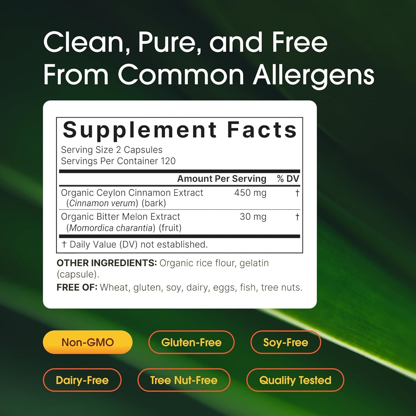 Organic Ceylon Cinnamon with Bitter Melon Extract - 240 Capsules - Herbal Wellness & Daily Wellness Support Complex - Triple Strength - Non-Gmo - 3Rd Party Tested
