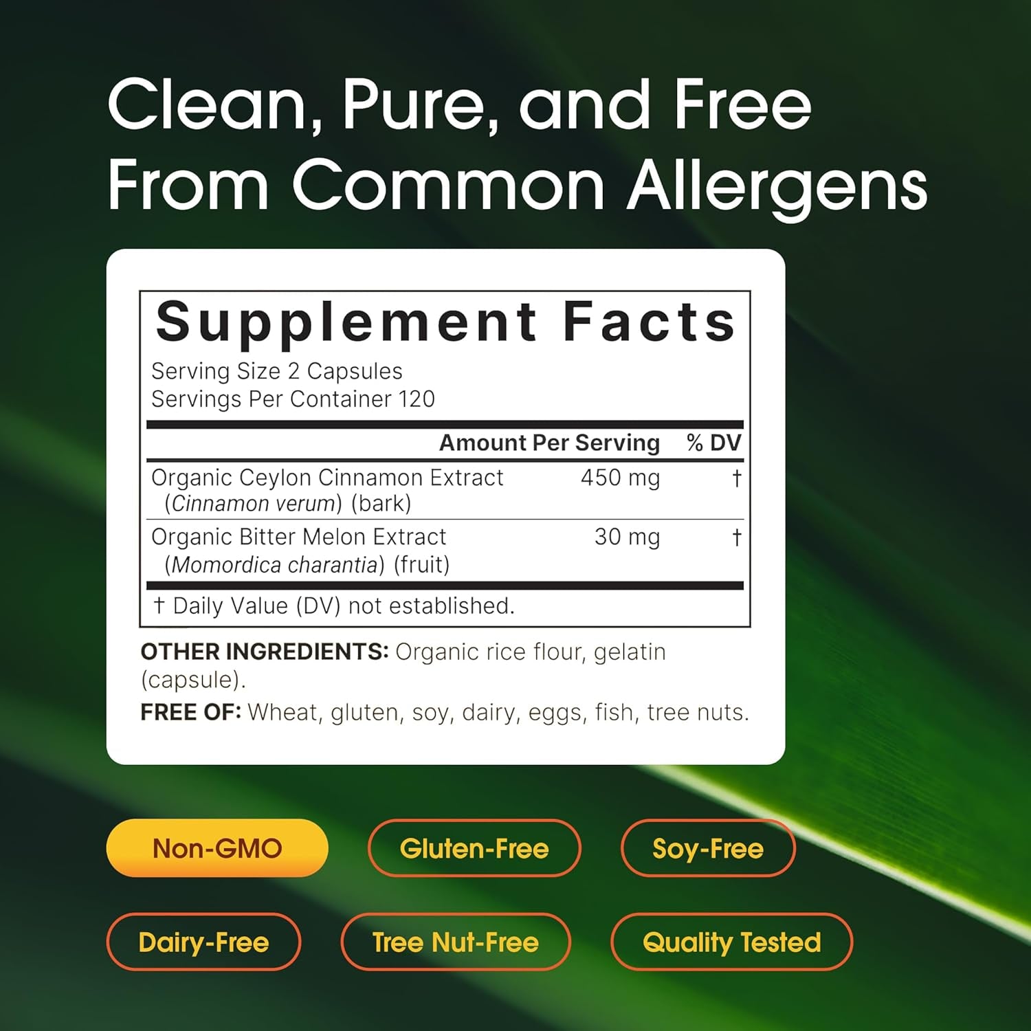 Organic Ceylon Cinnamon with Bitter Melon Extract - 240 Capsules - Herbal Wellness & Daily Wellness Support Complex - Triple Strength - Non-Gmo - 3Rd Party Tested