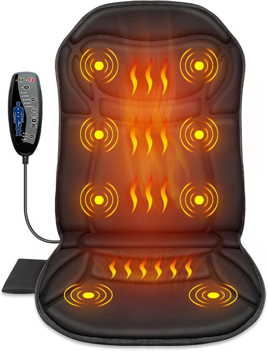 Back Massager Chair Pad, Back Massager with Heat, 5 Vibration Modes & 2 Heat Levels Massage Seat Cushion, Electric Massage Pad for Back Pain Relief, Fathers Day Dad Gifts for Men, Him, Mom, Women