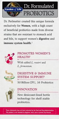 Garden of Life Dr. Formulated Probióticos Once Daily para Mujeres, 50 mil millones de UFC, 30 unidades