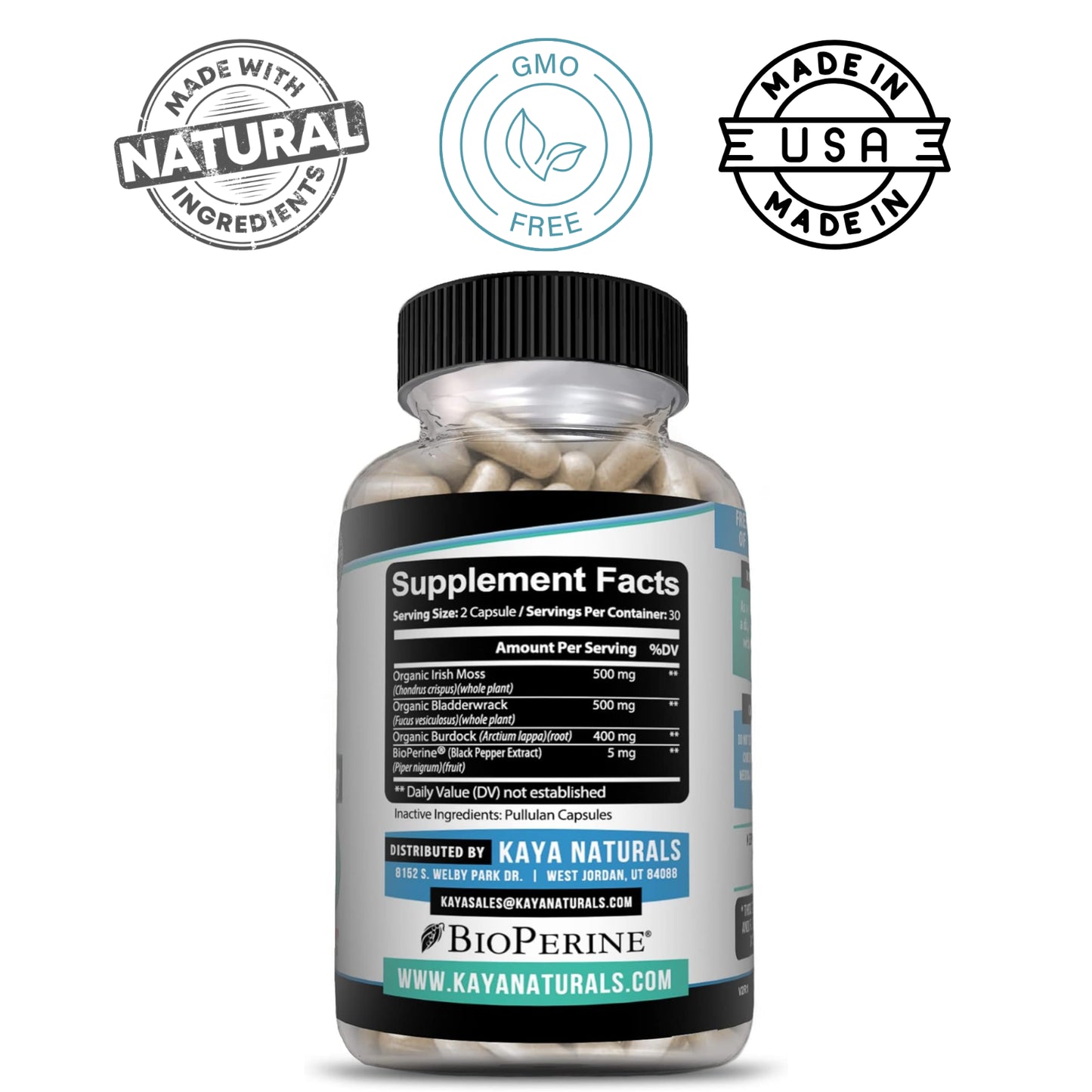 Irish Sea Moss 60Ct, Burdock Root, Bladderwrack Powder, Immune & Thyroid Care