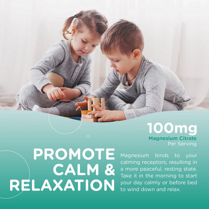 Magnesium Gummies, Calm Kids Magnesium Citrate 100Mg, Kosher, Raspberry Flavor, 120 Gummies