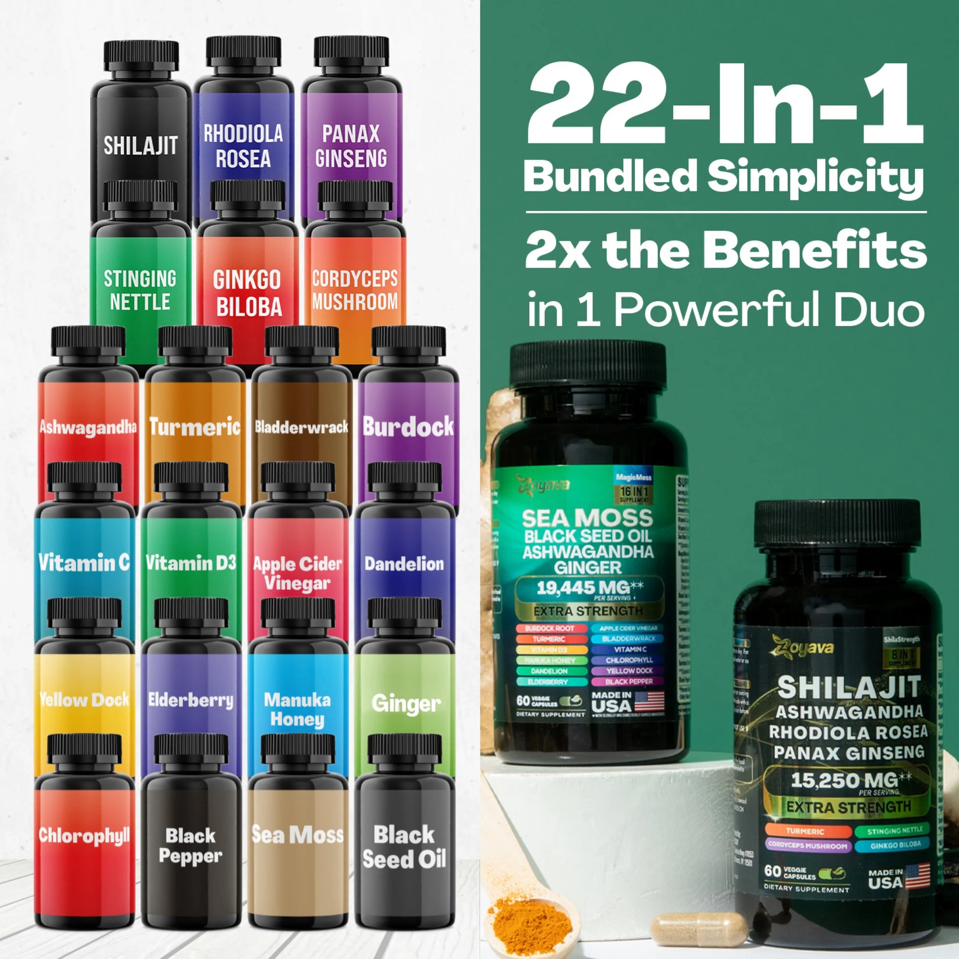 Dynamic Vitality Boost Duo: Sea Moss & Shilajit