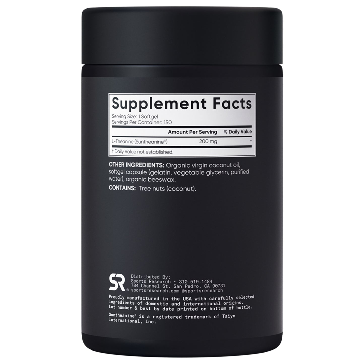 Sports Research L-Theanine Suntheanine 200 Mg, 150 Softgels
