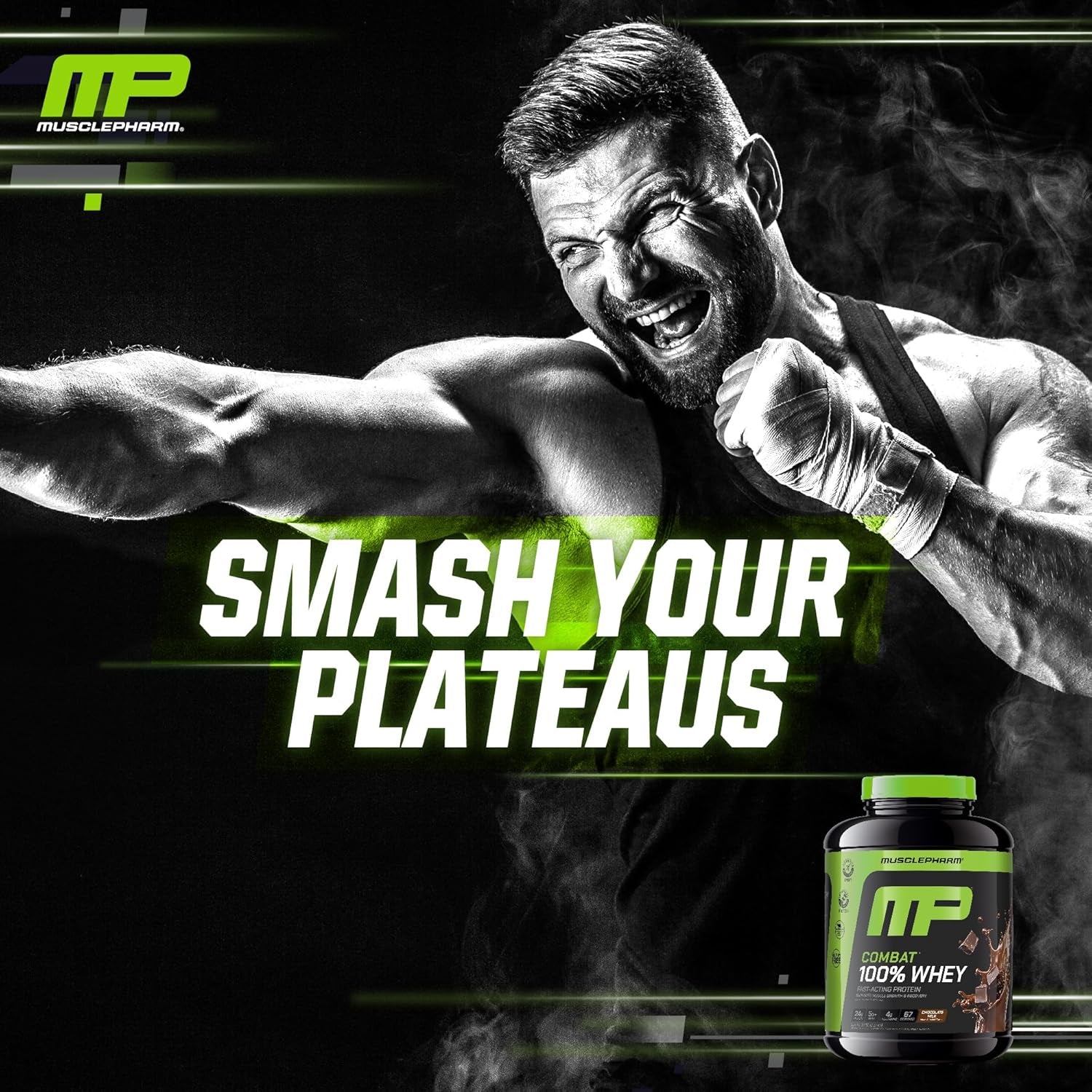 Combat 100% Whey Protein Powder, Chocolate Milk, Fast Recovery & Muscle Gain with Whey Isolate, High Protein Powder for Women & Men, Gluten Free, 5Lb, 67 Servings