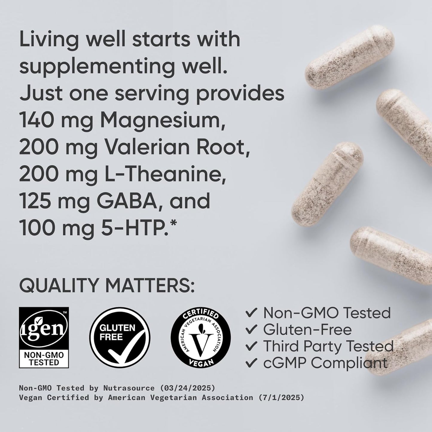 ® Sleep Complex- Melatonin-Free Vegan Capsules - with Valerian Root, GABA, L-Theanine, Magnesium & 5-HTP - 30 Servings