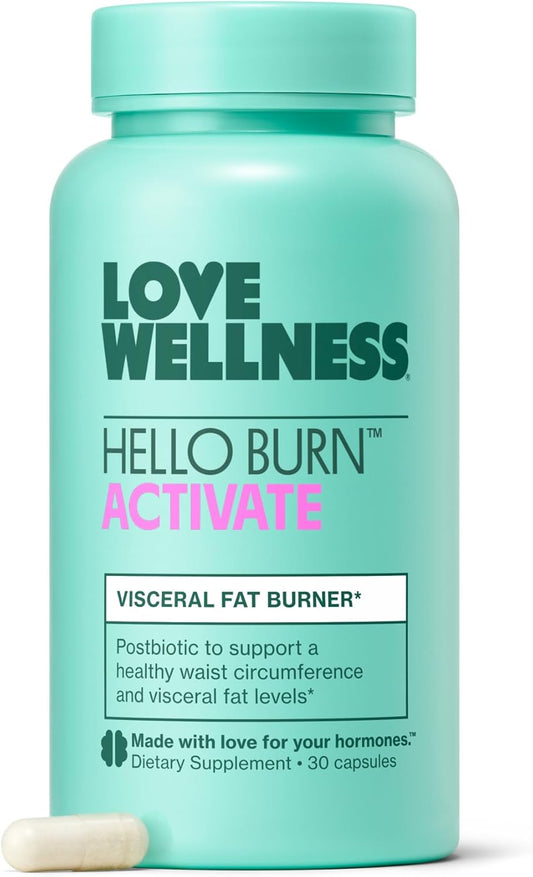 Hello Burn Activate | Support Visceral Fat Burn with BPL1® HT Postbiotic | Supports Healthy Waist Circumference, Longevity and Metabolic Wellness | 30 Count