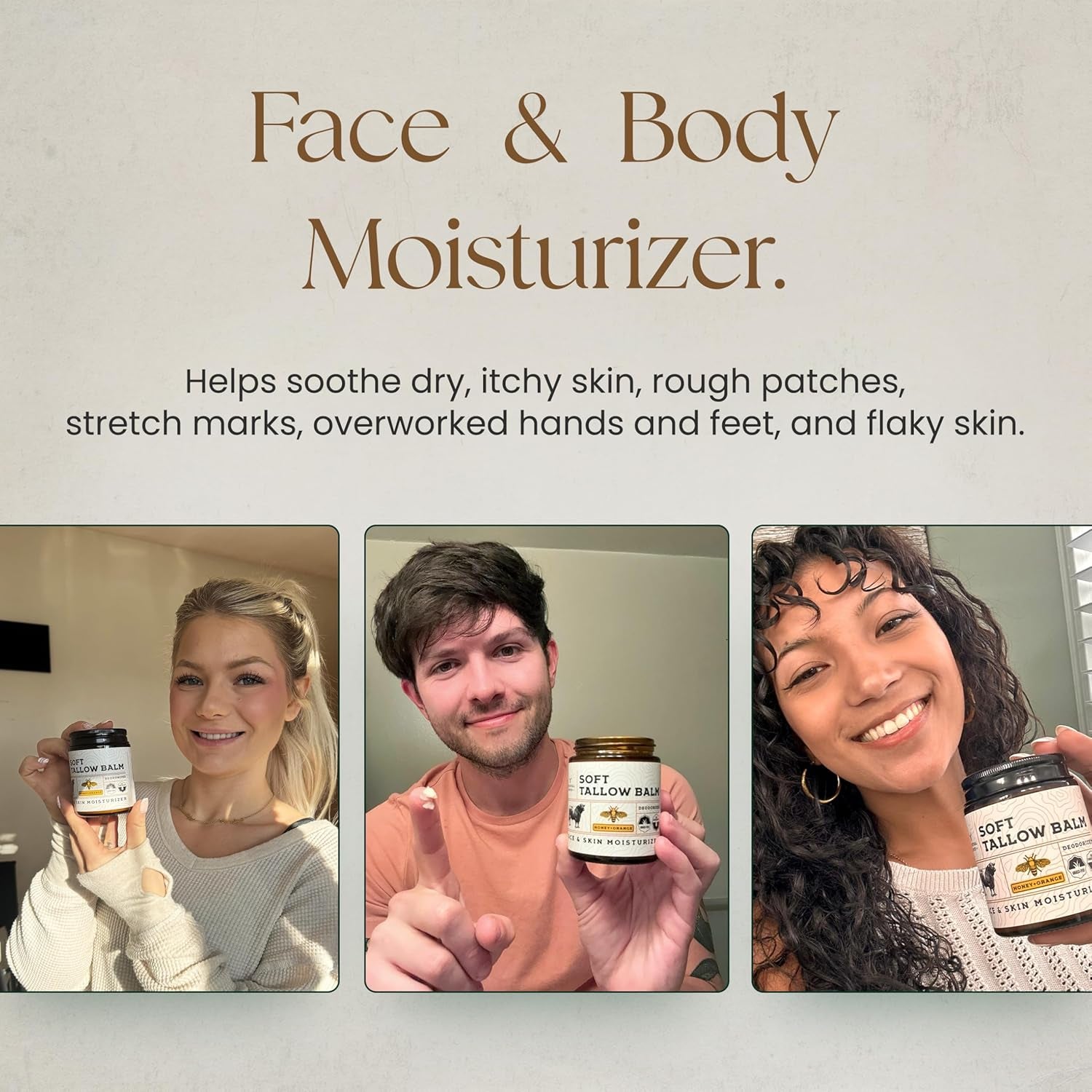 Beef Tallow for Skin - Tallow and Honey Balm for Face - Gift Ready - Tallow Face Moisturizer - Beef Tallow Moisturizer - Tallow Balm - Grass Fed Beef Tallow for Skin - Tallow Face Cream Lotion